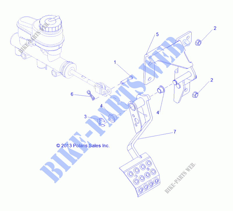BRAKES, PEDAL AND MASTER CYLINDER MOUNTING   R18RV_99 ALL OPTIONS (49RGRBRAKEFOOT14CREW) für Polaris RANGER CREW 1000XP PS ALL OPTIONS  2018