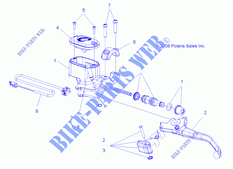 VORDERBREMSE BREMSE LEVER AND MASTER CYLINDER   A15SVE95HW (49ATVMCLH09SPXP550) für Polaris SCRAMBLER 1000 MD 2015
