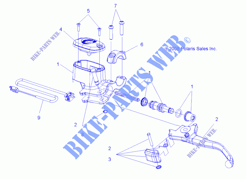 VORDERBREMSE BREMSE LEVER AND MASTER CYLINDER   A15SVA85FD (49ATVMCLH09SPXP550) für Polaris SCRAMBLER 850 EU 2015