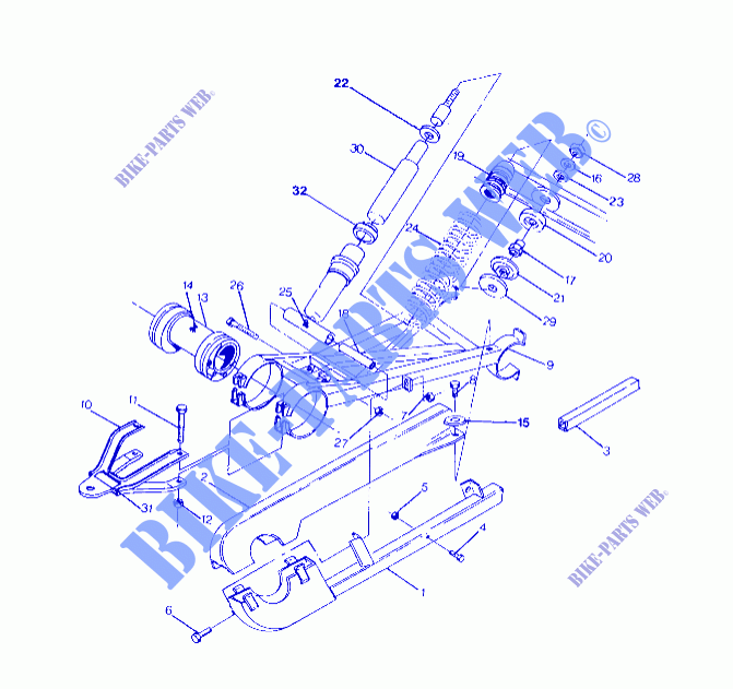 Hinterradschwinge   SCHOCK 250 6x6 / W928727 (4922842284029A) für Polaris BIG BOSS 6X6 1992