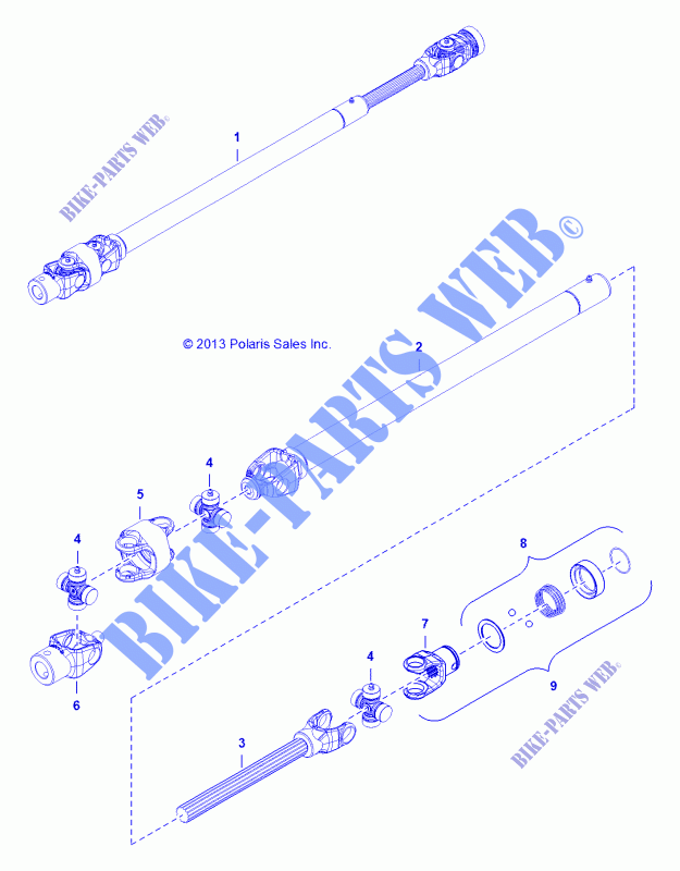 Angle Broom ANTRIEBSWELLE   D163PD1AJ/B4 BRM (49BRUTUSSHAFTDRV6680) für Polaris PALLET FORK FRONT MOUNT 2016
