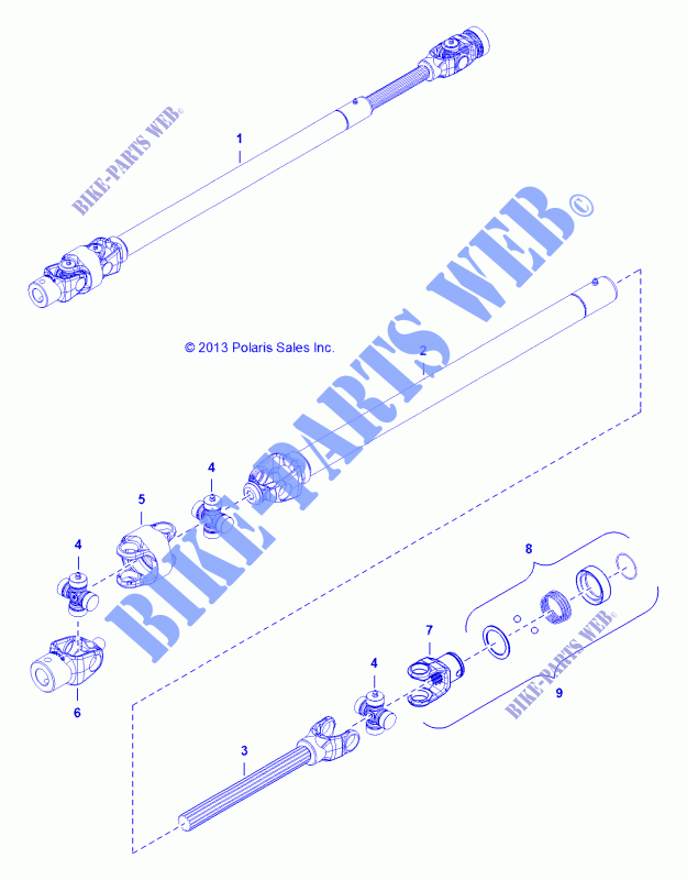 Angle Broom ANTRIEBSWELLE   D151M/2MPD1AJ BRM (49BRUTUSSHAFTDRV6680) für Polaris BRUTUS 2015