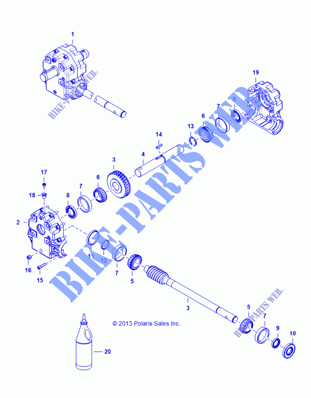 Angle Broom GEARBOX   D151M/2MPD1AJ BRM (49BRUTUSGEARBOX6688) für Polaris BRUTUS 2015