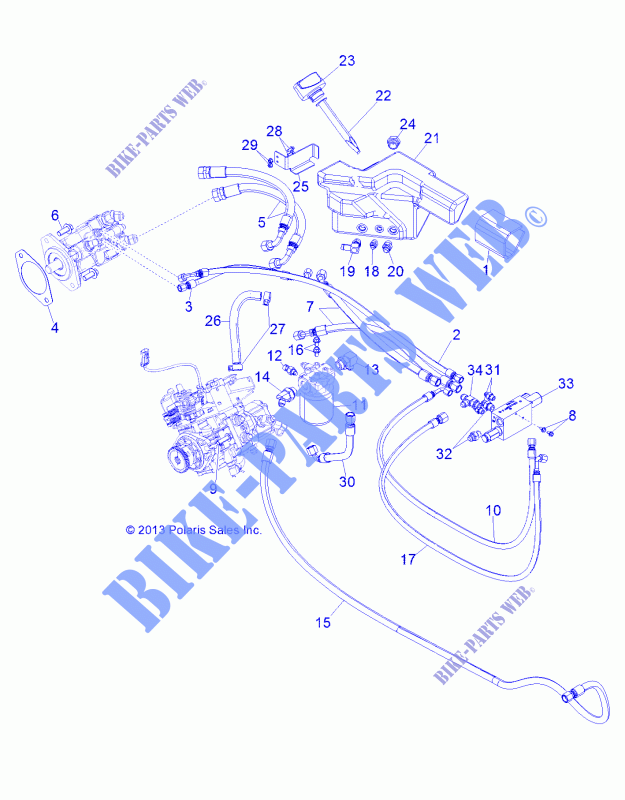 ANTRIEB, HYDROSTAT MOUNTING AND LINES   D142M9JDJ/1L9JDJ/1D9JDJ/2D9JDJ (49BRUTUSHYDROSTAT13) für Polaris BRUTUS HD PTO 2014