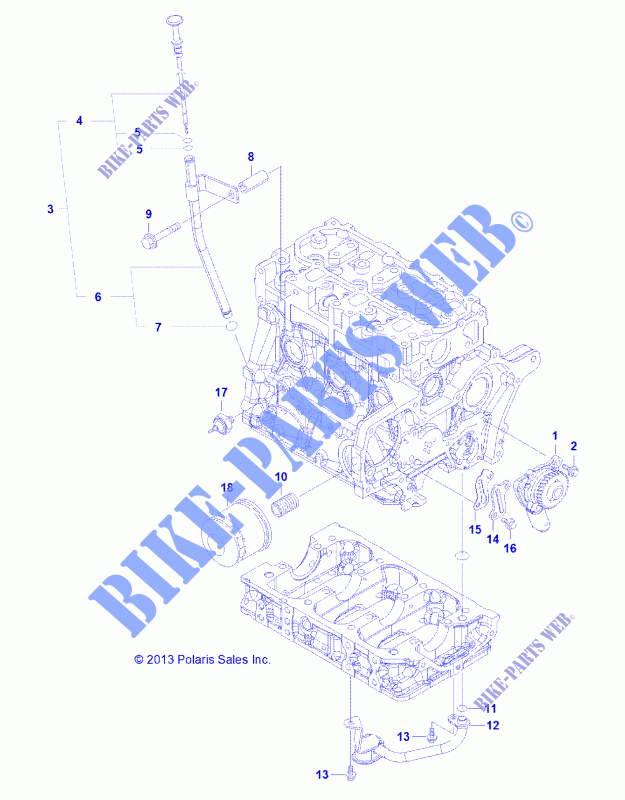 MOTOR, OIL SYSTEM AND ANZEIGE OL   D141D9JDJ/2D9JDJ (49BRUTUSOIL13D) für Polaris BRUTUS HD PTO 2014