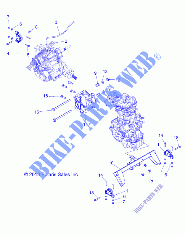 MOTOR, MOTOR AND Getriebelagerung   A15DAA32EA/EJ (49ATVMOTORMTG14325) für Polaris ACE 325 EURO 2015