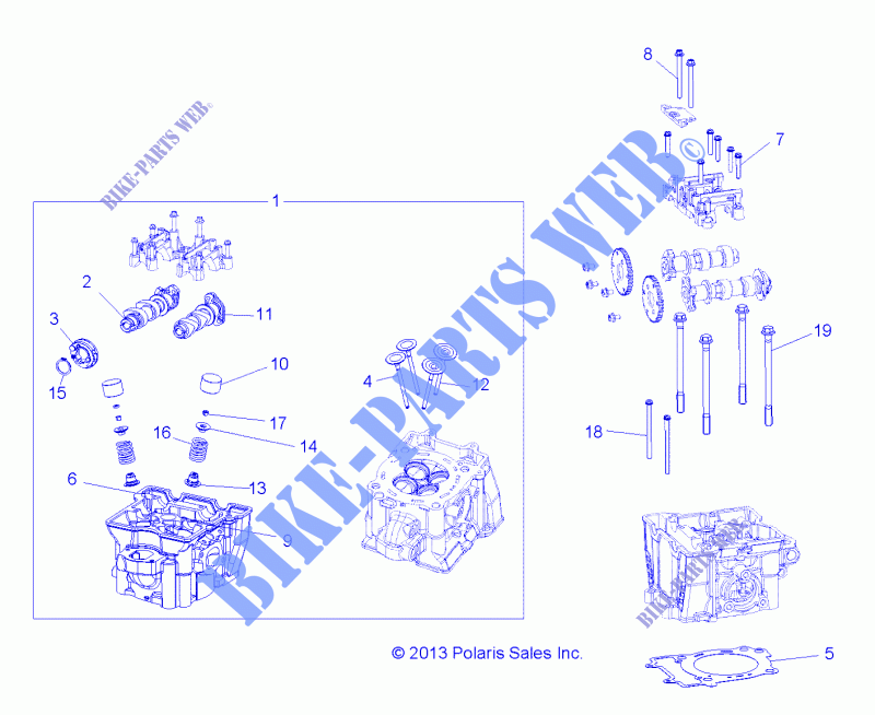ZYLINDER HEAD, CAMS AND VALVES   A15SDA57HH/HA (49RGRCYLINDERHD14570) für Polaris SPORTSMAN 570 TOURING EFI MD 2015