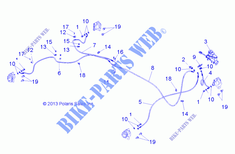 BREMSE LINES AND MASTER CYLINDER   R15RUAD1AA (49RGRBREMSELINES14570) für Polaris RANGER CREW 1000 DIESEL 2015