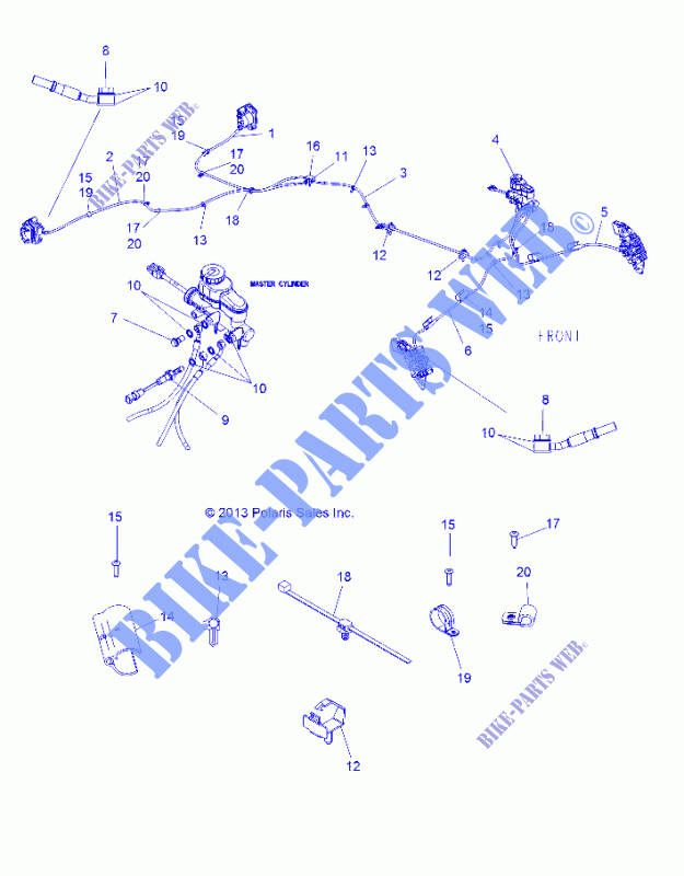 BREMSE LINES AND MASTER CYLINDER   R15RTE87FA (49RGRBREMSELINES13900XP) für Polaris RANGER XP 900 EU 2015