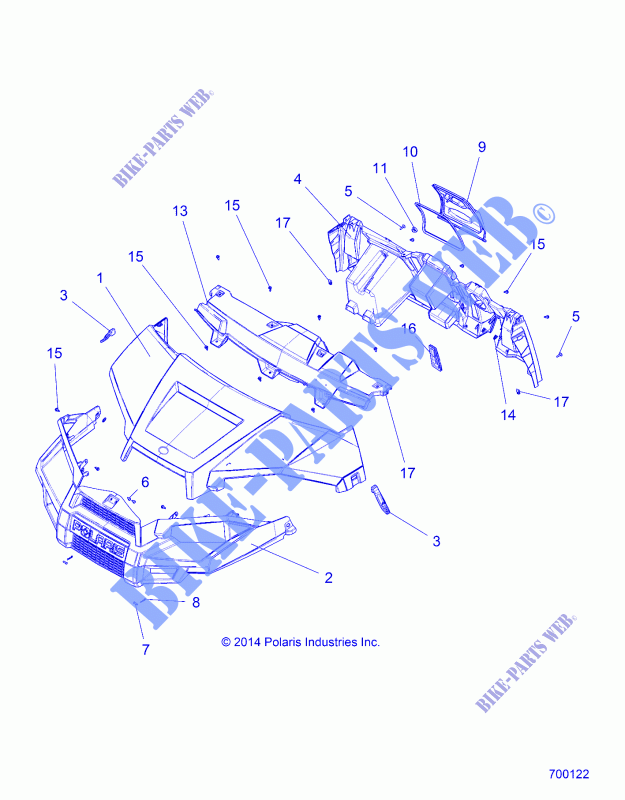 HAUBE, DASH and GRILL   R15RMA32FA (700122) für Polaris RANGER ETX EU 2015
