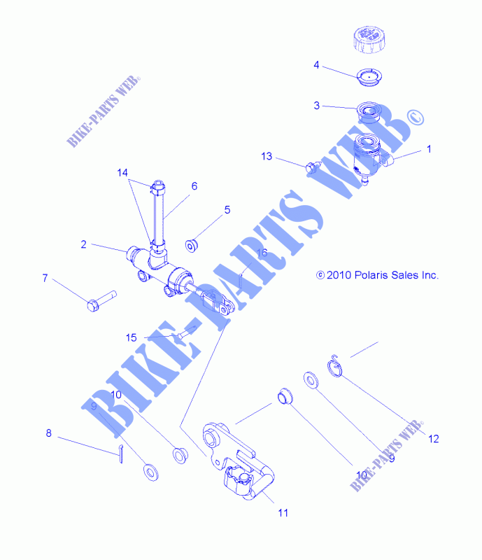 BREMSES, BREMSE PEDAL AND MASTER CYLINDER   A14MB46TH (49ATVBREMSEFOOT11SP500) für Polaris HAWKEYE 400 HO 2X4 HD 2014