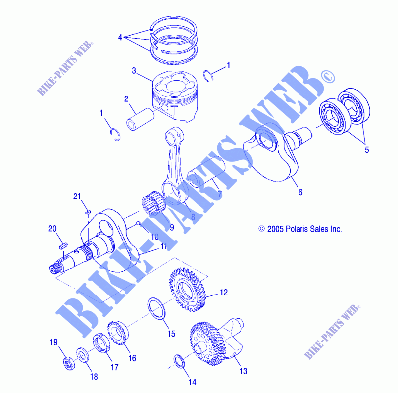 MOTOR, KURBELWELLE AND KOLBEN   A14MB46TH (4999200059920005D06) für Polaris HAWKEYE 400 HO 2X4 HD 2014