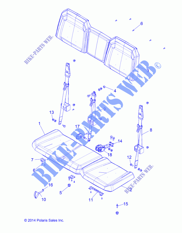SITZ   R151DPD1AA/2D (49BRUTUSSITZ151D2D) für Polaris RANGER HST 2015