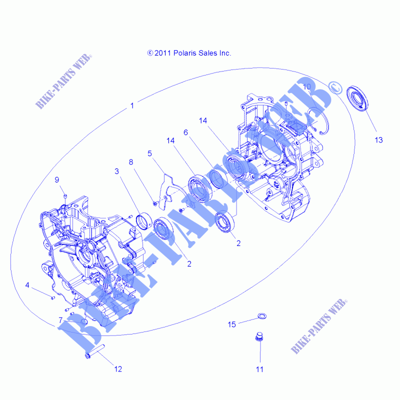 CRANKCASE   R15RMA57AA/AR/AZ/AC/LA/H57AR (49RGRCRANKCASE12RZR570) für Polaris RANGER 570 2015
