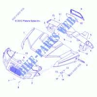 HAUBE, DASH and GRILL   R14RH45AA (49RGRHAUBE13500CREW) für Polaris RANGER 400 4X4 2014