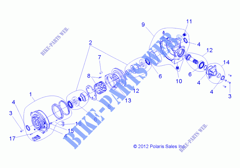 ANTRIEB, FRONT GETRIEBEGEHÄUSE INTERNALS   R14RH57AA/AC/AR/6EAZ (49ATVGETRIEBEGEHÄUSE1333053) für Polaris RANGER 570 EFI / EPS LE 2014