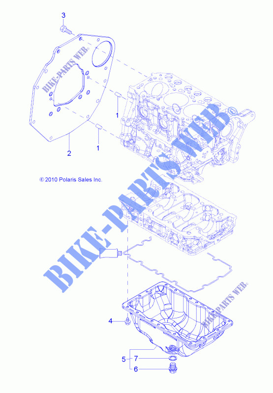 MOTOR, MOUNTING FLANGE and ÖLWANNE   R14WH90DG (49RGROILSUMP11DCREW) für Polaris RANGER CREW 900 DIESEL 2014