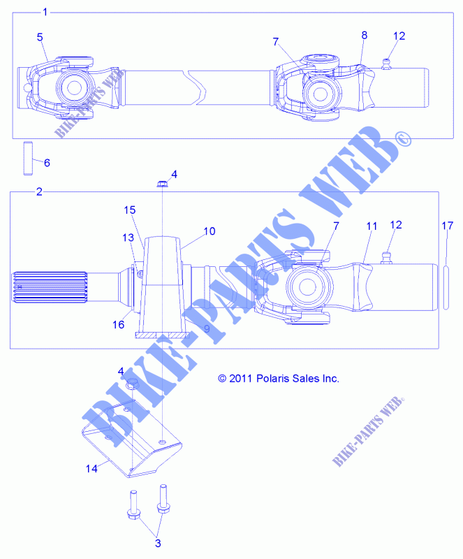 ANTRIEB, FRONT Kardanwelle   R14TH90FX (49RGRSHAFTPROP12900D) für Polaris RANGER DIESEL INTL 2014