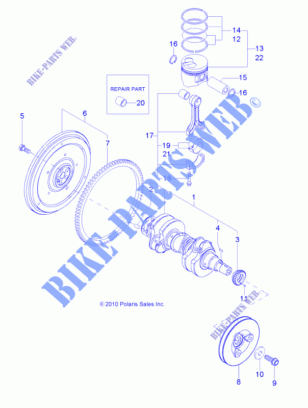 MOTOR, KURBELWELLE AND KOLBEN   R14TH90FX (49RGRKOLBEN11DCREW) für Polaris RANGER DIESEL INTL 2014