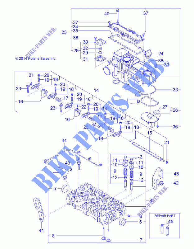 ZYLINDER HEAD AND BONNET   R14WH9EMD (49RGRZYLINDERHD14HIP) für Polaris RANGER 4X4 900D HIPPO MPS 2014