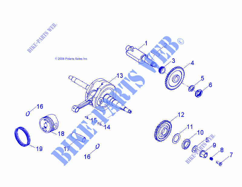 MOTOR, KURBELWELLE AND KOLBEN   A14PB20AF (49ATVKURBELWELLE07PHX) für Polaris PHOENIX 200 2014