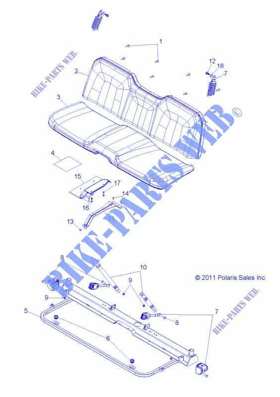 SITZ and BASE   R12HR76AG/AR (49RGRSITZ126X6) für Polaris RANGER 6X6 800 2012