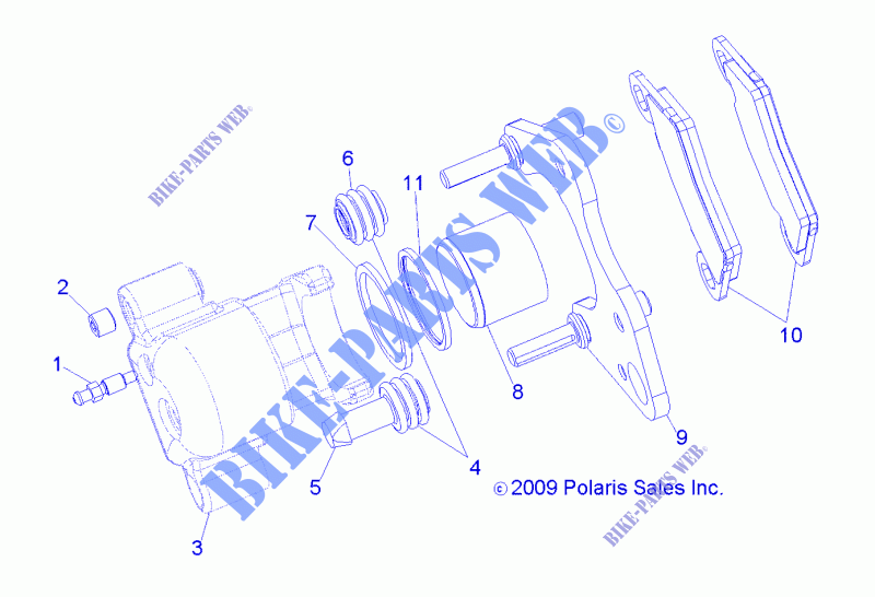 VORDERBREMSE CALIPER   R11RH45AG/AH/AR (49RGRCALIPER10) für Polaris RANGER 400 HO 2011